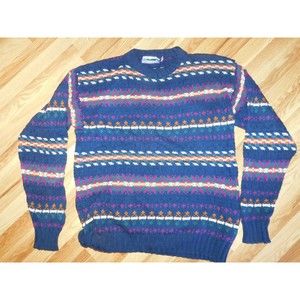 Shenandoah Vintage Fair Isle  Crewneck Sweater Men's XLT Knit Baggy Multi Color